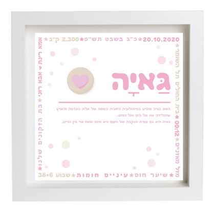  פיצקולים פלוס | תעודת לידה | מתנה ליולדת | ורוד