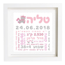  פיצקולים קלאסי | תעודת לידה | מתנה ליולדת | ורוד מסטיק