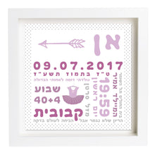  פיצקולים קלאסי | תעודת לידה | מתנה ליולדת | סגול