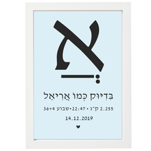  פיצקולים דיטיילס | תעודת לידה | מתנה ליולדת | תכלת