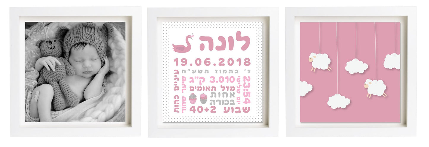  פיצקולים טריו | תעודת לידה | מתנה ליולדת | מסטיק