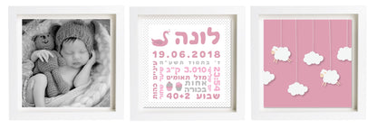  פיצקולים טריו | תעודת לידה | מתנה ליולדת | מסטיק
