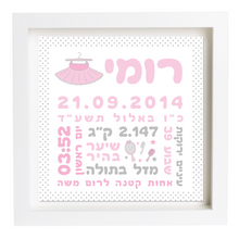  פיצקולים קלאסי | תעודת לידה | מתנה ליולדת | ורוד בהיר