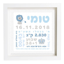  פיצקולים קלאסי | תעודת לידה | מתנה ליולדת | תכלת